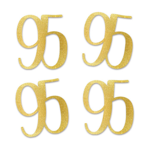 Gold Glitter 95 Cut-Out Numbers, 95th Birthday Party Anniversary Decorations DIY Essentials