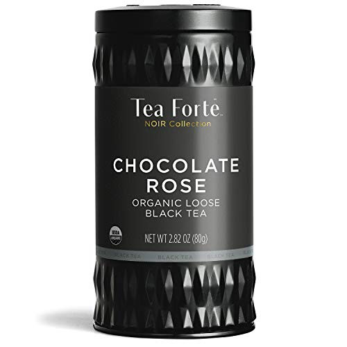 Tea Forte Noir Organic Black Tea CHOCOLATE ROSE, 2.82 Ounce Loose Leaf Tea Canister