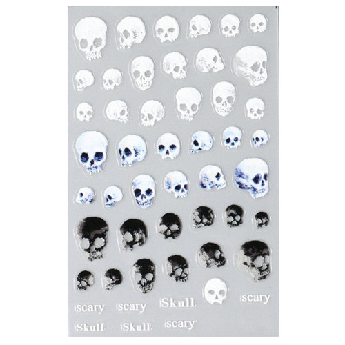 Halloween Nail Art Sticker Decals,5D Embossed Ghost Skull Spider Self-Adhesive Nail Decals Cute Nail Decorations Halloween Decor DIY Manicure Supplies for Women Nail Art Supplies