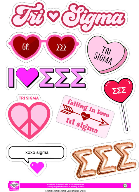 Sigma Sigma Sigma - Sticker Sheet - Love Theme