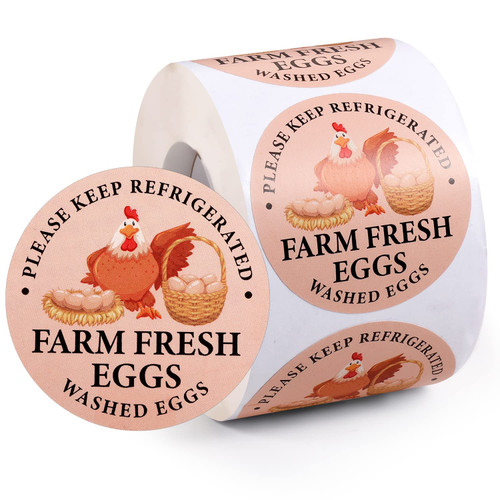2 inch Farm Fresh Eggs Carton Labels, Colorful Round Farm Fresh Stickers Egg Carton Stickers, Farm Fresh Egg Labels Egg Packaging Stickers for Chicken Eggs Carton Labels (500pcs)