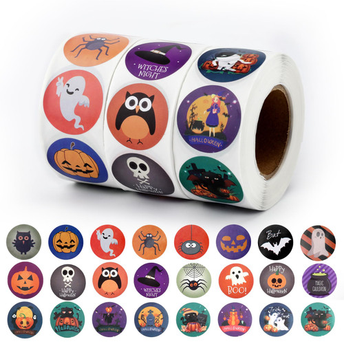 1500pcs Halloween Stickers for Kids, 32 Styles Halloween Theme Stickers Pumpkin Bat Spider Witch Stickers Halloween Stickers Roll for Scrapbooking Halloween Party Decorations