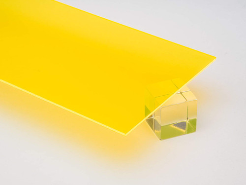 1/8" (0.118") Yellow Neon Fluorescent Acrylic Plexiglass Sheet 12"x12" Cast 3mm Thick Nominal Size AZM