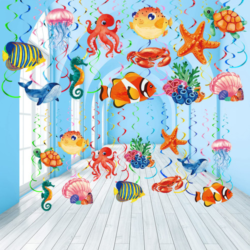 Clabby 30 Pcs Tropical Fish Hanging Swirls Under the Sea Party Decor Ceiling Decor for Boys Girls Kids Ocean Themed Party Mermaid Creatures Baby Beach Party Supplies Under the Sea Decor (Mixed Style) Clabby 30 Pcs Tropical Fish Hanging Swirls Under the Sea Party Decor Ceiling Decor for Boys Girls Kids Ocean Themed Party Mermaid Creatures Baby Beach Party Supplies Under the Sea Decor (Mixed Style)