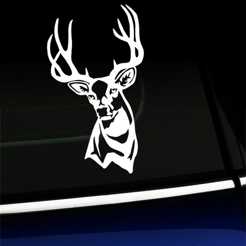 Artistic Reflection Mule Deer Buck - Vinyl Decal - Choose Color - [White]