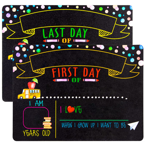 FaCraft First Day and Last Day of School Chalkboard Sign,9"x12" Double Sided Back to School Board,First Day of School Photo Prop Sign for Kids,Girls & Boys FaCraft First Day and Last Day of School Chalkboard Sign,9"x12" Double Sided Back to School Board,First Day of School Photo Prop Sign for Kids,Girls & Boys