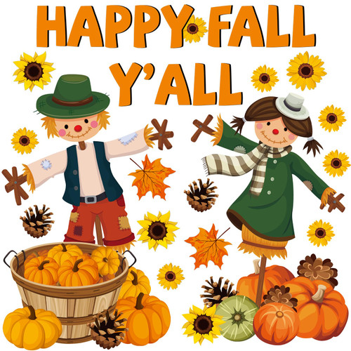 Fall Scarecrow Paper Bulletin Board Set Autumn Classroom Decor Pumpkin Bulletin Board Set Maple Leaves Cutouts for Fall Autumn Thanksgiving Harvest Nursery Elementary Middle School Classroom Home