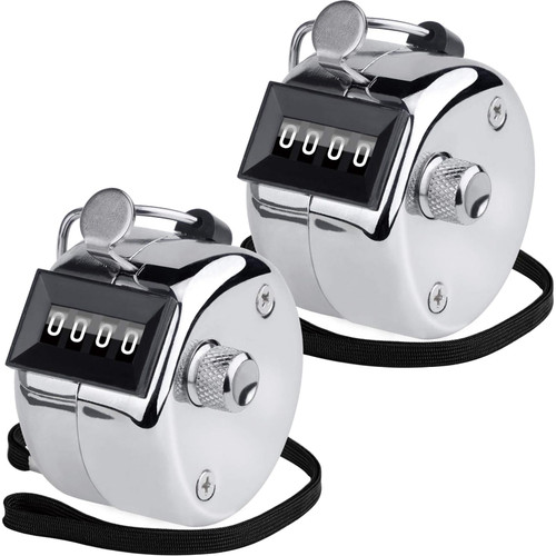KTRIO Metal Handheld Tally Counter 4-Digit Number Count Clicker Counter, Hand Mechanical Counters Clickers Pitch Counter for Coaching, Knitting, People, Lap, Fishing, Golf and Row, 2 Pack