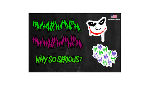 5 Pack Joker Wholesale Haha why so Serious Evil Body Windshield Car Sticker Decal #1 Joker Face HAHA Combo