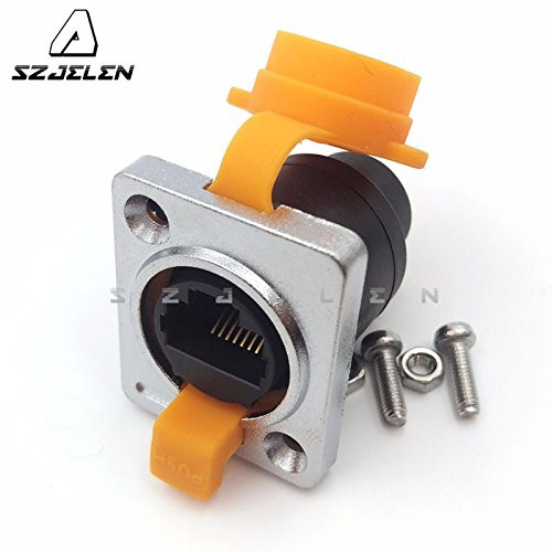 SZJELEN 2 pcs RJ45 Waterproof Coupler Socket Connector IP65 Ethernet Panel Mount RJ45 Connector (Yellow Cap)