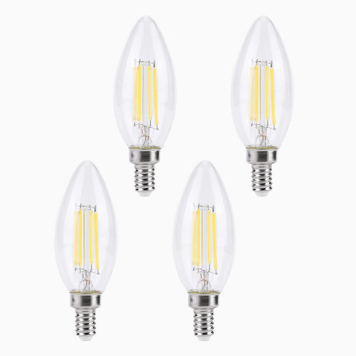 KINUR Dimmable Candelabra led Light Bulbs E12 4 Watt (40 Watt Equivalent) LED Chandelier Light Bulbs 5000K Soft White Chandelier Decorative Candle Light Bulb Ceiling Fan Bulb 4Pack