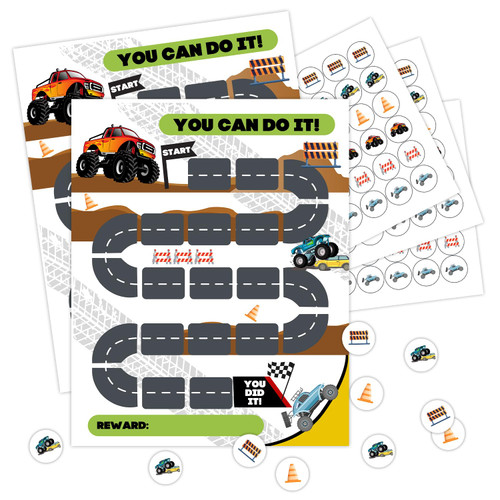 Reward Charts for Kids, Monster Truck Task Reward Behavior Chart with Stickers, Task Reward Chart for Toddlers, Reward Chart for Kids Classroom Teaching or Home Using (10 Cards, 216 Stickers) - 08