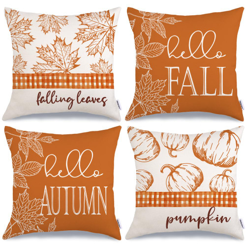 Fall Pillow Covers 18x18 Set of 4 for Fall Decor Buffalo Plaid Pumpkin Maple Leaves Outdoor Fall Pillows Decorative Throw Pillows Farmhouse Thanksgiving Decorations Autumn Cushion Case for Couch Fall Pillow Covers 18x18 Set of 4 for Fall Decor Buffalo Plaid Pumpkin Maple Leaves Outdoor Fall Pillows Decorative Throw Pillows Farmhouse Thanksgiving Decorations Autumn Cushion Case for Couch