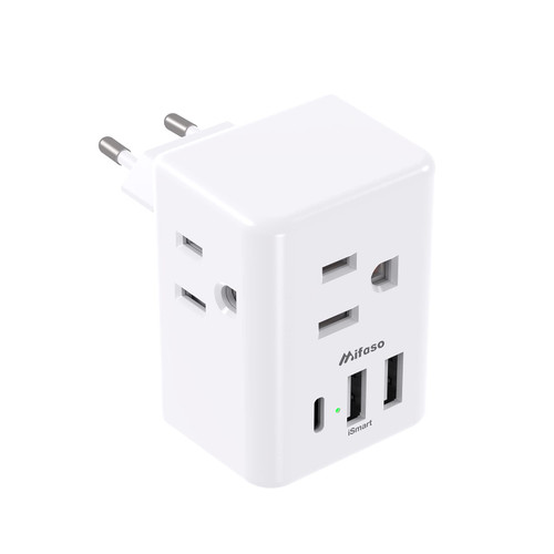 European Travel Plug Adapter with USB Charging Ports(1 USB C), International Type C Power Adapter for US to Most of Europe EU Italy France Spain Germany Greece European Travel Plug Adapter with USB Charging Ports(1 USB C), International Type C Power Adapter for US to Most of Europe EU Italy France Spain Germany Greece