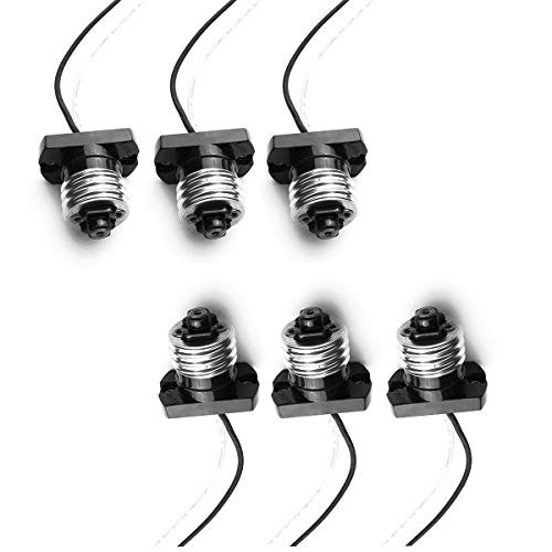 FINELED Medium Edison E26 Base Pigtail Socket, E26 Base Ceiling LED Retrofit Power Adapter (Pack of 6)