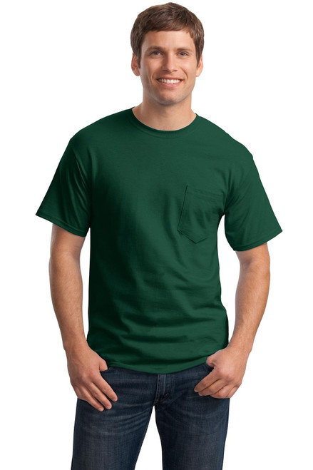 Hanes TAGLESS Pocket T-Shirt, Deep Forest, XL