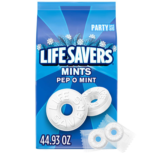 LIFE SAVERS Pep-O-Mint Breath Mint Bulk Hard Candy, Party Size, 44.93 oz Bag LIFE SAVERS Pep-O-Mint Breath Mint Bulk Hard Candy, Party Size, 44.93 oz Bag