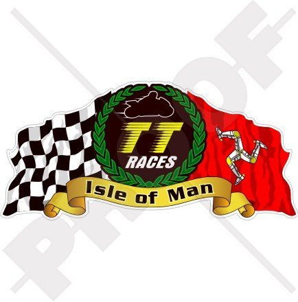 ISLE of MAN TT Races MANX Moto GP Racing 4" (100mm) Vinyl Bike-Helmet Sticker, Decal