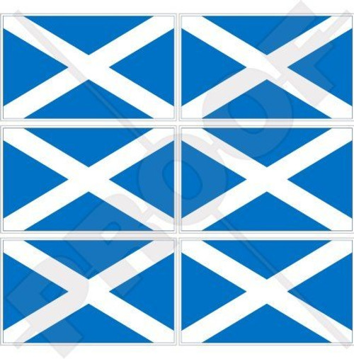 SCOTLAND Scottish Flag UK Saltire, St Andrew's Cross (Sky Blue Version) 40mm (1,6") Mobile Cell Phone Vinyl Mini Stickers, Decals x6