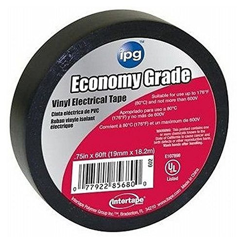 Intertape 602 0.75-Inch x 60-Feet Economy Grade Electrical Tape, Black