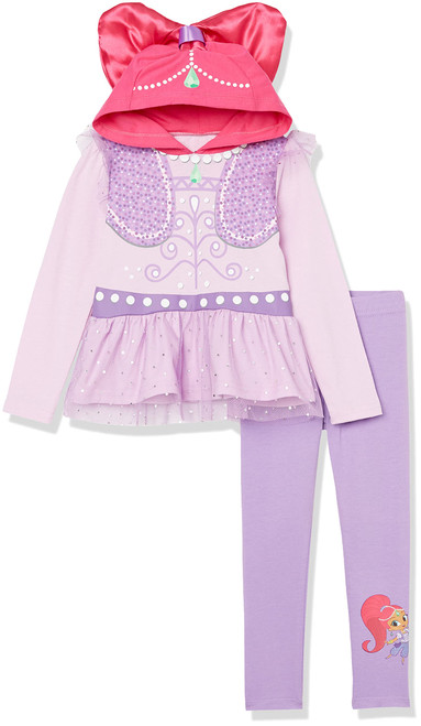 Shimmer and Shine Toddler Girls' Long Sleeve -Costume Tee & Leggings 2-Piece Set, Purple, 4T