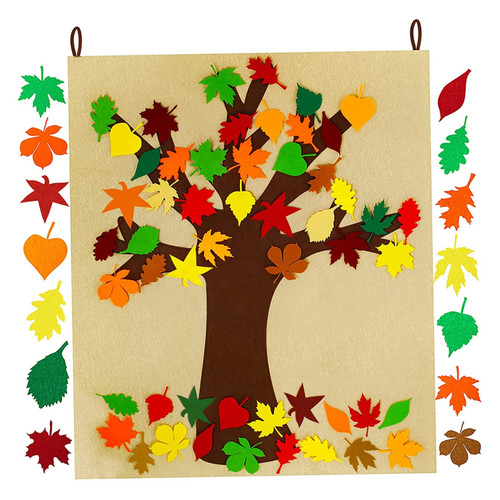LokweeTal Fall Tree of Thanks Craft Kit Felt Fall Tree Board Autumn Bulletin Board DIY Thanksgiving Activity Toddlers for Thanksgiving Decorations