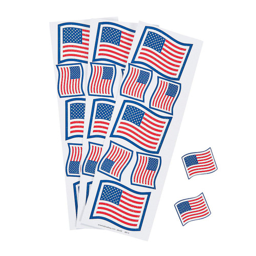 Fun Express - Patriotic Glitter Flag Sticker for Fourth of July - Stationery - Stickers - Stickers - Sheets - Fourth of July - 12 Pieces