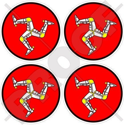 ISLE of MAN TT Races UK MANX Triskelion 50mm (2") Vinyl Bike-Helmet Stickers, Decals x4