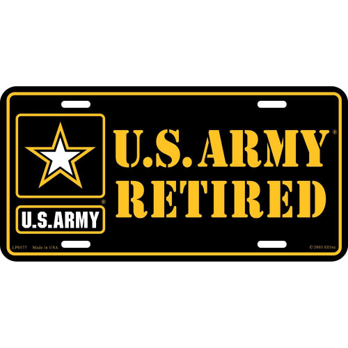 EagleEmblems US Army Retired License Plate (Yellow)