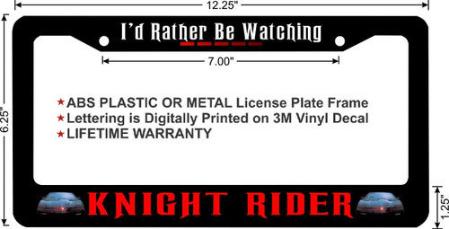 LOHIGHH Knight Rider Custom Black License Plate Frame Metal 12" X 6"