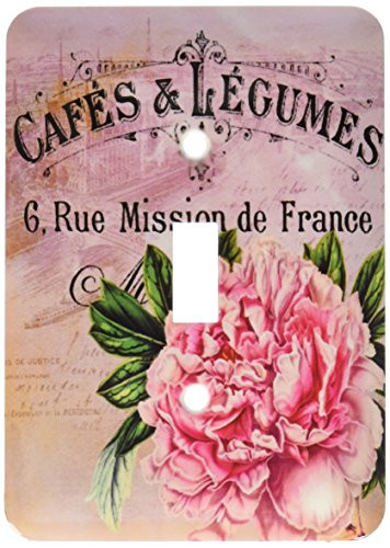3dRose LLC lsp_123376_1 French Vintage Pink Peony Botanical Single Toggle Switch