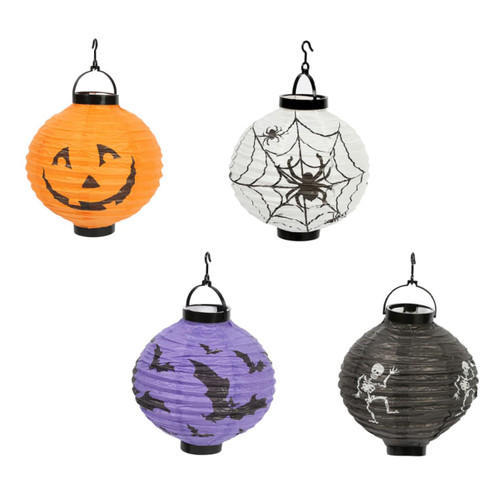 SEWOART 4pcs Halloween Lantern Indoor Hanging Lights Fall Decorations for Home Outdoor Lanterns Pumpkin LED Lamp Decorative Paper Lantern Halloween Party Lanterns Garden Hanging Lantern 3D