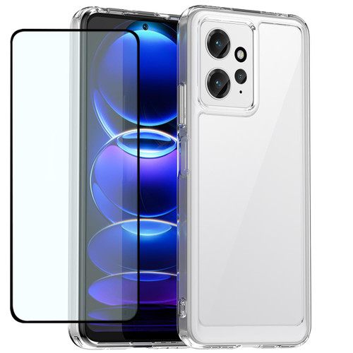 DFTCVBN Phone Case for Redmi Note 12 4G Case, 23021RAAEG Case with HD Screen Protector, Soft Bumper with Clear Crystal PC Hard Back Shockproof Cover Cases for Xiaomi Redmi Note 12 4G Clear