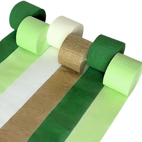 Crepe Paper Streamers Party Decorations - 6 Rolls Mix Green Party Streamers (1.8in x 82ft/Roll) for Birthday Decorations, Gender Reveal, Bridal & Baby Shower, Green Crepe Paper Roll, Green Streamers