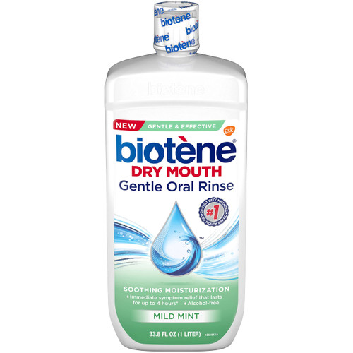 Biotene Dry Mouth Gentle Oral Rinse Soothing Moisturization, Mild Mint, 33.8 fl oz