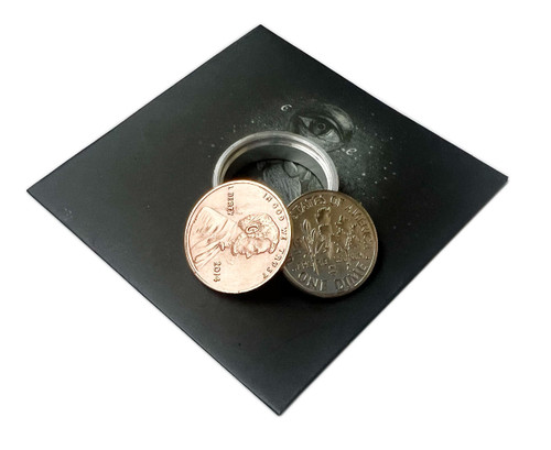 Scotch & Soda Magic Coin Trick, Bang Coin with Metal Bang Ring Magic Trick, Dime and Penny with Metal Aluminum Ring