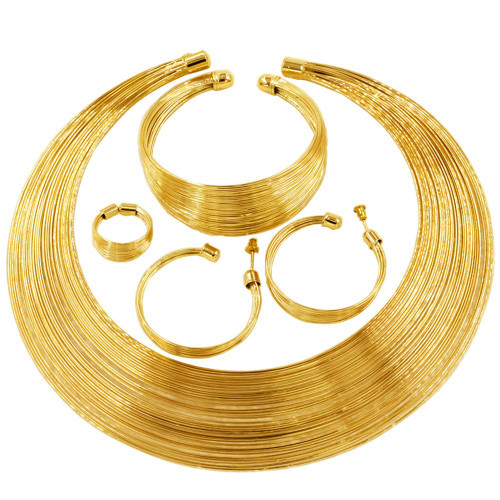 LifflyLadys African Jewelry Sets Dubai Gold Necklace for Women 24K Gold Costume Statement Bib Necklace Hoop Earrings for Accessories Gift LifflyLadys African Jewelry Sets Dubai Gold Necklace for Women 24K Gold Costume Statement Bib Necklace Hoop Earrings for Accessories Gift