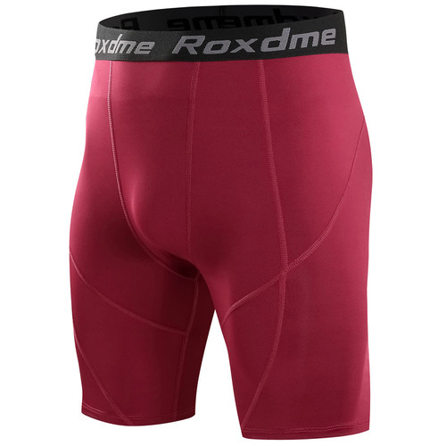 Roxdme Mens Compression Shorts Underwear Spandex Athletic Sports Shorts Workout Running Red
