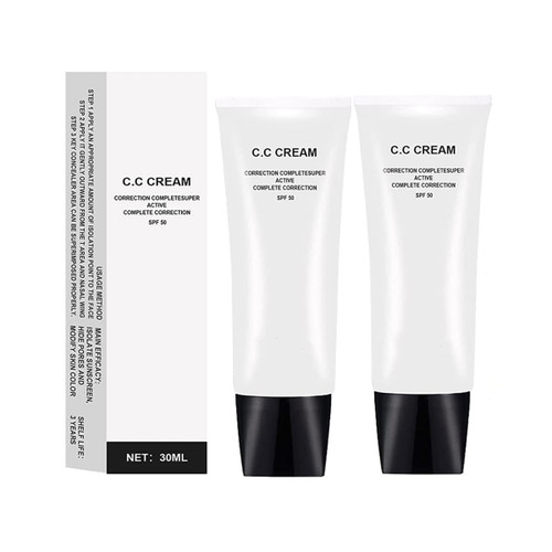 HYOIIO Perebella Cc Cream Skin Tone Adjusting CC Cream SPF 50, Colour Correcting Self Adjusting for Mature Skin,Cosmetics CC Cream,Pre-makeup Primer Moisturizing Skin (2Pcs,Nature)