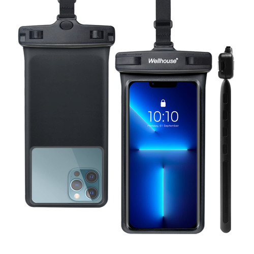 Wellhouse Universal Waterproof Phone Pouch? Waterproof Phone Case Compatible for iPhone 14 13 12 11Pro Max XS Plus Samsung Galaxy S22 Cellphone Up to 7.0", IPX8 3D Cellphone Dry Bag for Vacation-Black