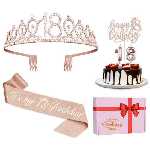 18th Birthday Decorations for Girls, Including 18th Birthday Sash, Crown/Tiara,Candles,Cake Toppers. 18th Birthday Gifts for Girls, 18th Birthday Party Decorations, 18 Birthday Decorations for Girls 18th Birthday Decorations for Girls, Including 18th Birthday Sash, Crown/Tiara,Candles,Cake Toppers. 18th Birthday Gifts for Girls, 18th Birthday Party Decorations, 18 Birthday Decorations for Girls