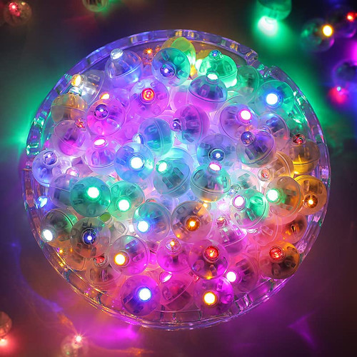 ZGWJ 100PCs Mini Led Lights, Led Balloons Light up Balloons for Party Decorations Neon Party Lights for Paper Lantern Easter Eggs Birthday Party Wedding Halloween Christmas Decoration - Colorful