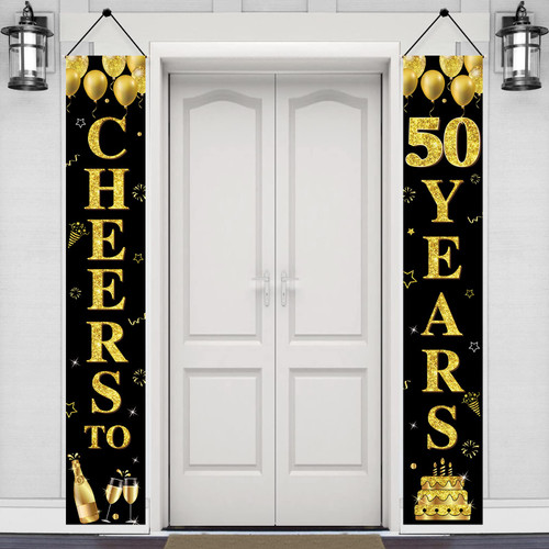 50th Birthday Door Banner Decorations for Men Women, Black Gold Cheers to 50 Years Door Porch Sign Party Supplies, Happy Fifty Anniversary Backdrop Decor for Indoor Outdoor 50th Birthday Door Banner Decorations for Men Women, Black Gold Cheers to 50 Years Door Porch Sign Party Supplies, Happy Fifty Anniversary Backdrop Decor for Indoor Outdoor