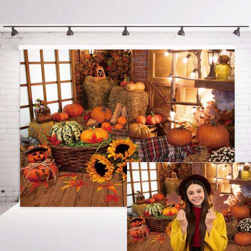 INRUI Fall Photography Background Autumn Pumpkin Harvest Thanksgiving Decorations Farm Pumpkin Haystack Vintage Wooden Photo Backdrop (7x5FT) INRUI Fall Photography Background Autumn Pumpkin Harvest Thanksgiving Decorations Farm Pumpkin Haystack Vintage Wooden Photo Backdrop (7x5FT)