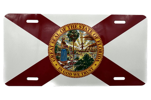 Ink Trendz Florida State Flag Front License Plate Cover Sunshine State Emblem Decorative License Plates for Car Aluminum Novelty Auto Car Tag Vanity Plates