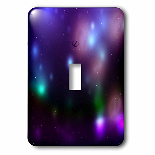 3dRose LSP_65486_1 Lights in The Night in Purple, Blue, and Green Single Toggle Switch, Multicolor
