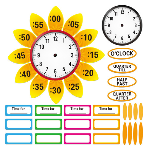 WhatSign Telling Time Teaching Clock for Kids Students Telling Time Classroom Bulletin Board Decorations Learning Time Clock Practice Cutout for Elementary 1st 2nd 3rd Grade Classroom Teacher Supplies