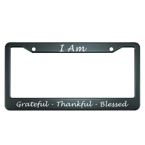 HOSNYE I am Grateful Thankful Blessed License Plate Frame Metal License Plate Cover Front Plates Frames Car Tag Frame for Women Men US Vehicles Standard