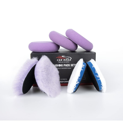 CARROAD Polishing Pads, 4pcs 6" Wool Microfiber Buffing Pad Kits Removing Wax Buffer Pads Wool Cutting Disc Microfiber for DA/RO Car Polisher Polishing,Buffing,Waxing and Cleaning (3 inch)