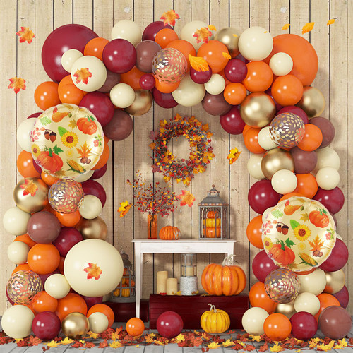 Amandir 180PCS Fall Balloons Arch Garland Kit, Fall Birthday Party Baby Shower Decorations with Orange Burgundy Brown Gold Balloons Maple Leaves for Thanksgiving Little Pumpkin Autumn Party Supplies Amandir 180PCS Fall Balloons Arch Garland Kit, Fall Birthday Party Baby Shower Decorations with Orange Burgundy Brown Gold Balloons Maple Leaves for Thanksgiving Little Pumpkin Autumn Party Supplies